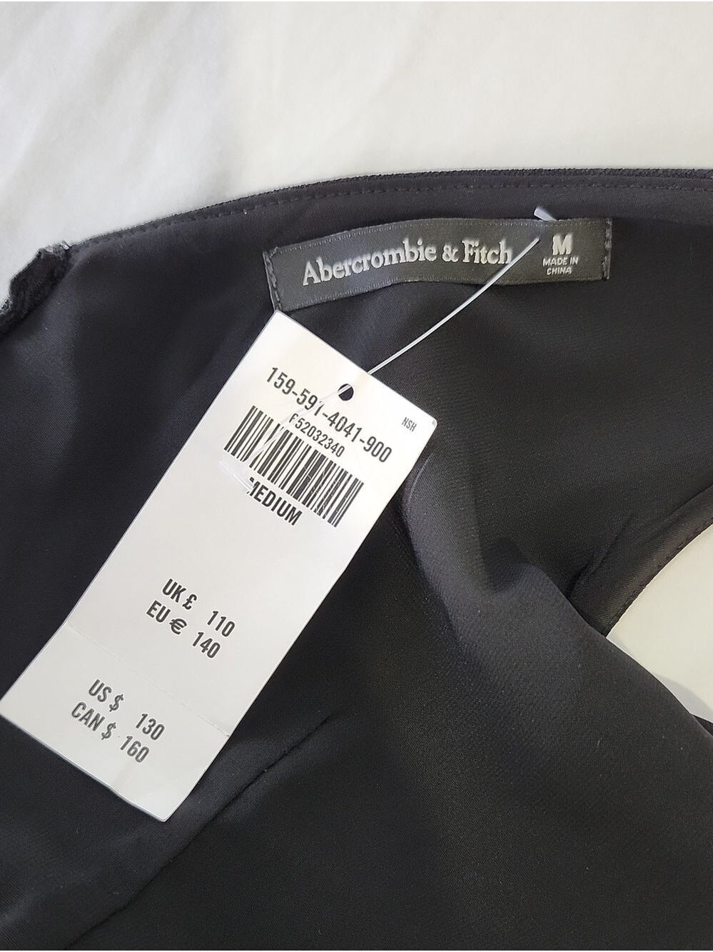 Abercrombie & Fitch Black Sleeveless Plunge V-Neck Midi Dress Med NWT Asymmetric - Picture 3 of 10